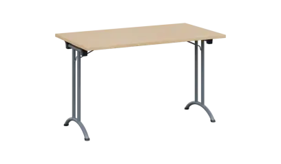 SLA 125 lak skládací jednací stůl 1250x700, deska 25 mm, podnož stříbrný lak, deska bříza světlá